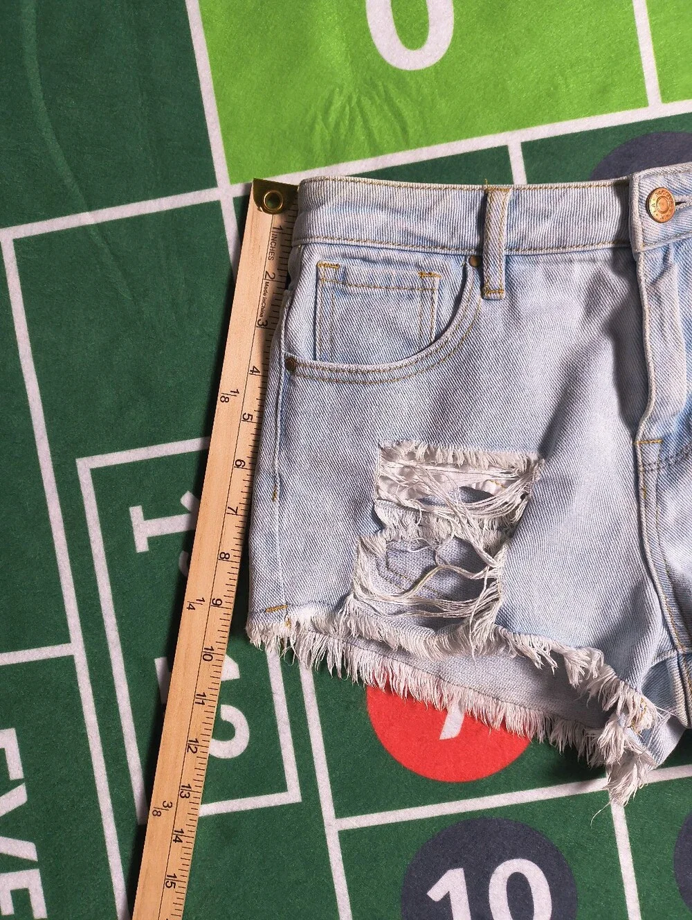 PacSun High Rise Festival Short Women's 25 Light Wash Distressed Denim Shorts